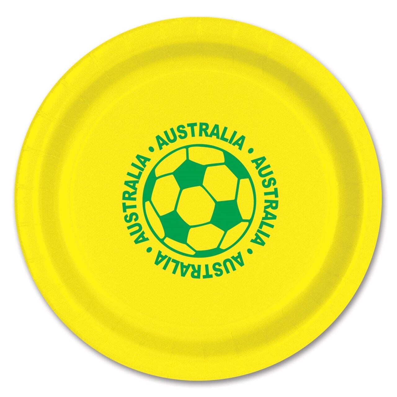 Beistle Club Pack of 96 Green and Yellow "Australia" Soccer Ball Paper Party Dinner Plates 9"